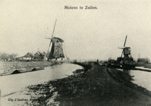 16391 Gezicht op de Nedereindschevaart en de Westbroekse Molen (Nedereindsevaart 3) en de Buitenwegse molen ...